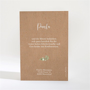 Dankeskarte Konfirmation vergoldung auf kraftpapier - vue 2
