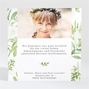 Dankeskarte Konfirmation weiße rosen - hell - vue 2