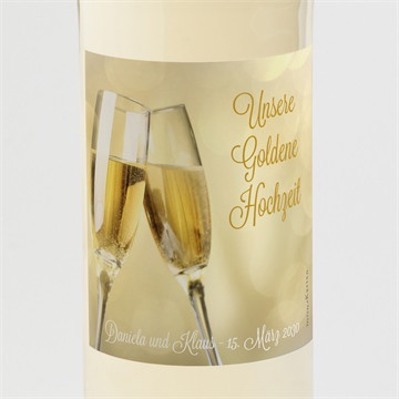 Flaschenetikett Hochzeitsjubiläum champagnergläser