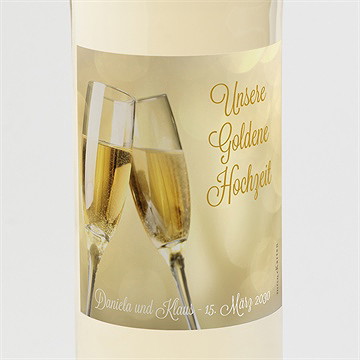 Flaschenetikett Hochzeitsjubiläum Champagnergläser