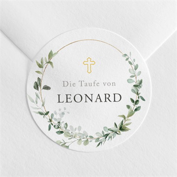 Aufkleber Taufe Eukalyptuskranz