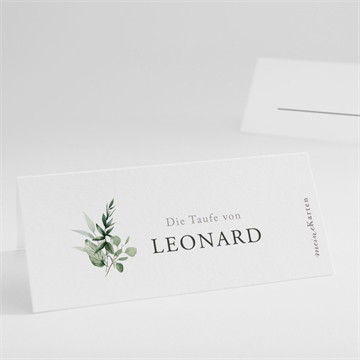 Tischkarte Taufe eukalyptuskranz