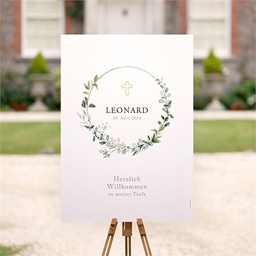 Willkommensschild Taufe Eukalyptuskranz - vue 2