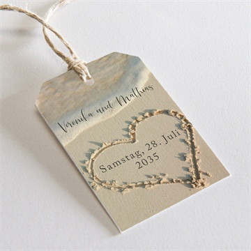 Geschenkanhänger Hochzeitsjubiläum Spuren im sand