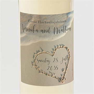 Flaschenetikett Hochzeitsjubiläum Spuren Im Sand