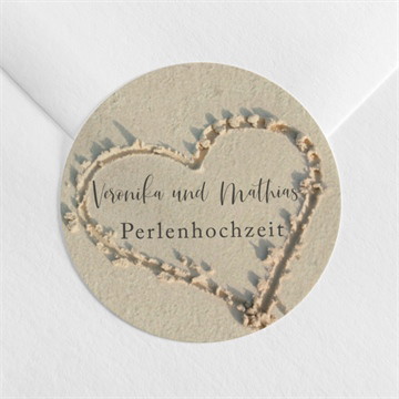 Aufkleber Hochzeitsjubiläum Spuren im sand