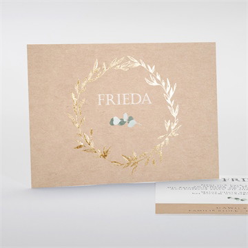 Einladung Kommunion goldener blätterkranz