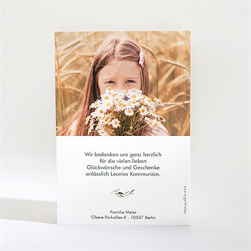 Dankeskarte Kommunion runder blätterkranz - vue 2