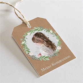 Geschenkanhänger Kommunion dezenter kranz