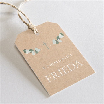 Geschenkanhänger Kommunion goldener blätterkranz