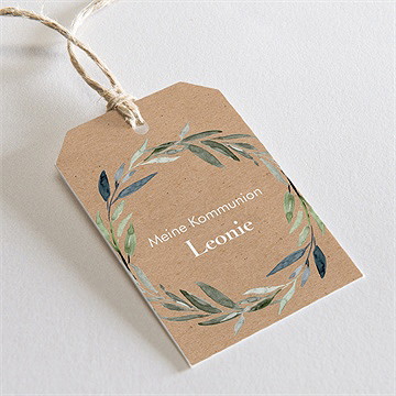 Geschenkanhänger Kommunion Runder Blätterkranz