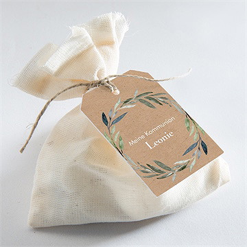 Geschenkanhänger Kommunion Runder Blätterkranz - vue 2