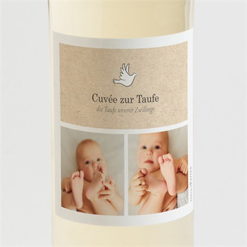 Flaschenetikett Taufe Zwillingsillustrationen