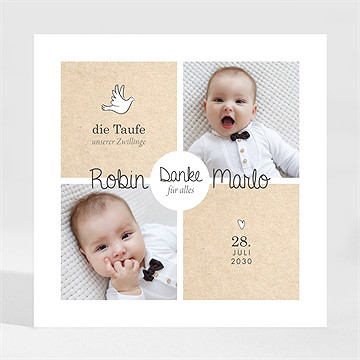 Dankeskarte Taufe zwillingsillustrationen-magnet