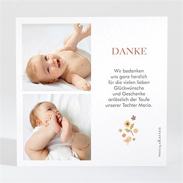 Dankeskarte Taufe blumenmosaik - vue 2