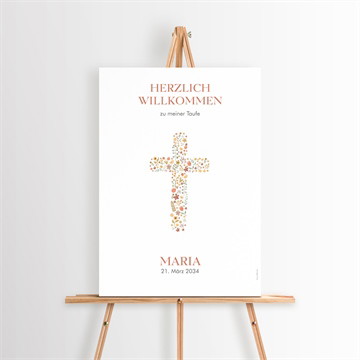 Willkommensschild Taufe Blumenmosaik