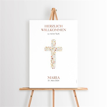 Willkommensschild Taufe Blumenmosaik