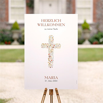 Willkommensschild Taufe Blumenmosaik - vue 2