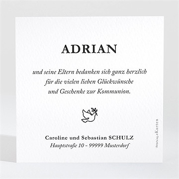 Dankeskarte Kommunion kleine taube - vue 2