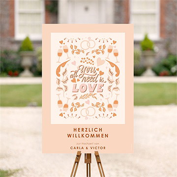 Willkommensschild Hochzeit Hippie - vue 2
