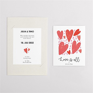 Hochzeitseinladung Herzen - Duo - vue 4