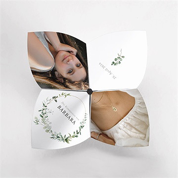 Einladung Kommunion grüner kranz - origami - vue 2