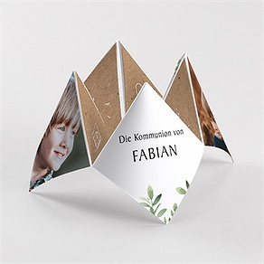 Einladung Kommunion pflanzenillustration - orgami