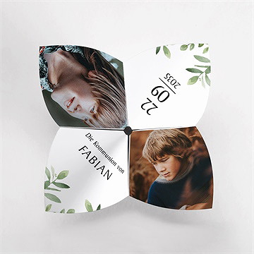 Einladung Kommunion pflanzenillustration - orgami - vue 2