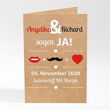 Hochzeitseinladung Herz Und Schnurrbart