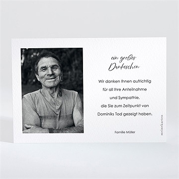 Trauerdanksagung Schwarz Und Weiß - Querformat - vue 2