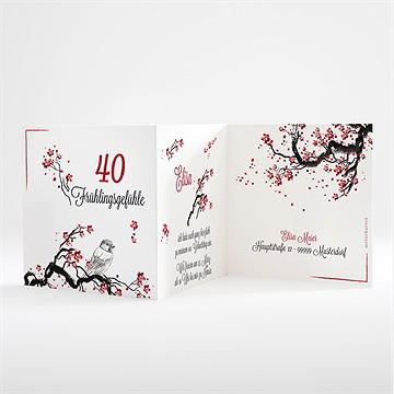 Geburtstagseinladung 40 Frühlingsgefühle - Quer - vue 2