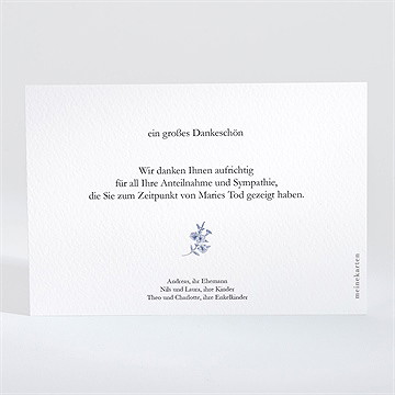 Trauerdanksagung Blaue Blüten - Querformat - vue 2