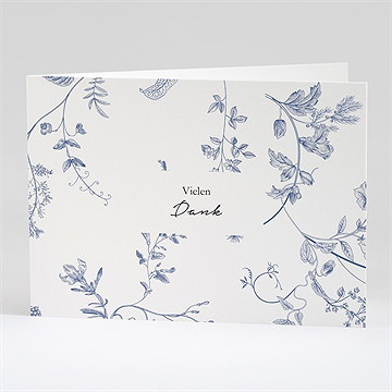 Trauerdanksagung Blaue Blüten - Klappkarte