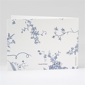 Trauerdanksagung Blaue Blüten - Klappkarte - vue 3