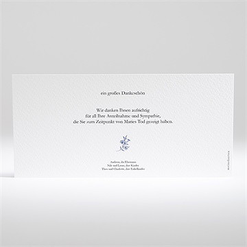 Trauerdanksagung Blaue Blüten - Querformat - vue 2