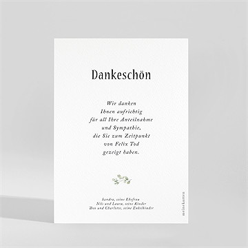 Trauerdanksagung Moderner Blätterkr - Postkarte - vue 2