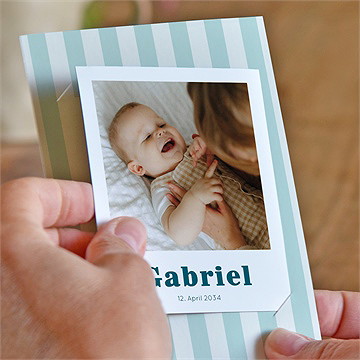 Geburtskarte blau gestreift- duo - vue 2