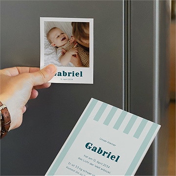 Geburtskarte blau gestreift- duo - vue 3