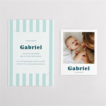 Geburtskarte blau gestreift- duo - vue 4