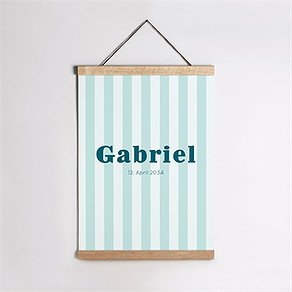 Geburtsposter blau gestreift