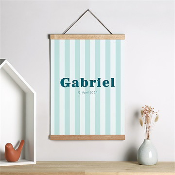 Geburtsposter Blau Gestreift - vue 2