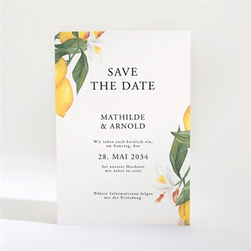 Save the Date Karte Zitronenflair - halbrund