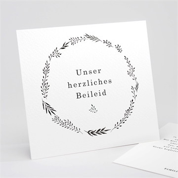 Beileidskarte Trauer Filigraner blätterkanz