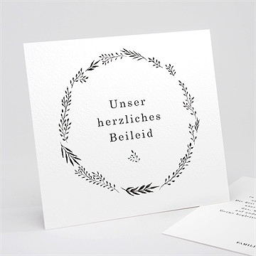 Beileidskarte Trauer Filigraner Blätterkanz