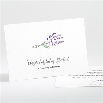 Beileidskarte Trauer Lavendelzweig - querformat