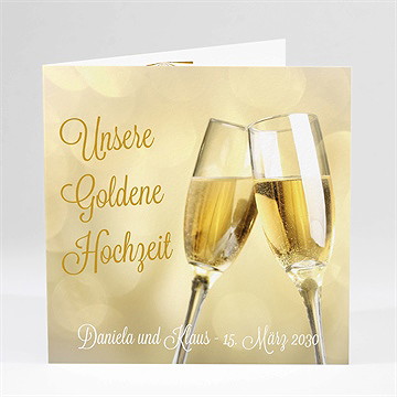 Einladung Hochzeitsjubiläum Champagnergläser Klapp-Quadrat