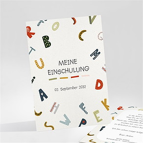 Einladungskarte Einschulung abc der schule