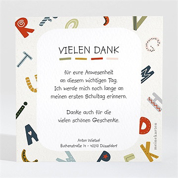 Dankeskarte Einschulung Abc Der Schule - vue 2