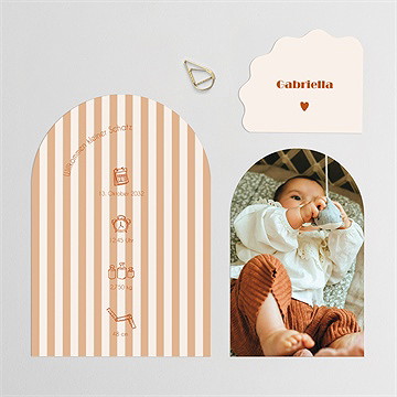 Geburtskarte Terrakottastreifen - vue 3