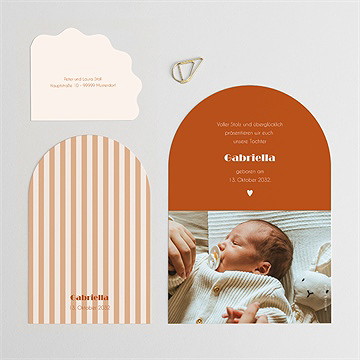 Geburtskarte Terrakottastreifen - vue 4